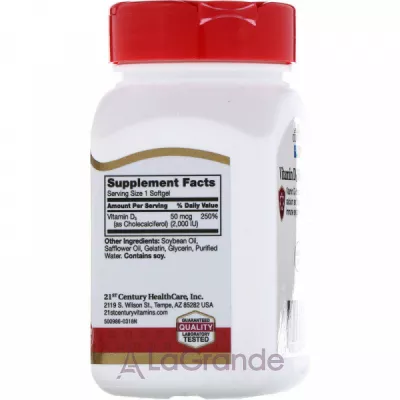 21st Century Vitamin D3 50 mcg (2000 IU) ĳ  