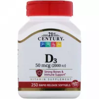 21st Century Vitamin D3 50 mcg (2000 IU) ����������� ������� "������� D3", 50 ��� (2000 ��), � ��������