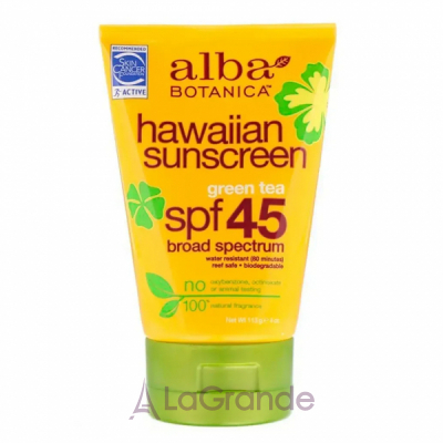 Alba Botanica Hawaiian Sunscreen Green Tea Broad Spectrum SPF45       SPF45