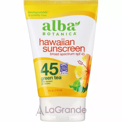 Alba Botanica Hawaiian Sunscreen Green Tea Broad Spectrum SPF45       SPF45