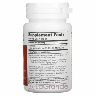 Protocol for Life Balance MK-7 Vitamin K2 160 mcg ĳ  