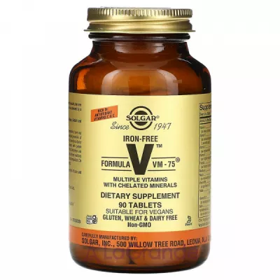 Solgar Formula V VM-75 Multiple Vitamins with Chelated Minerals Iron-Free    ,  