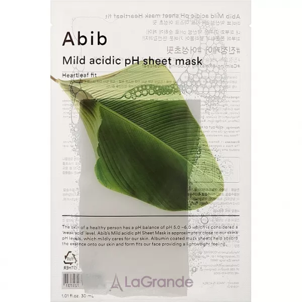 Abib Abib Mild Acidic pH Heartleaf Sheet Mask ����������� ����� ��� �������