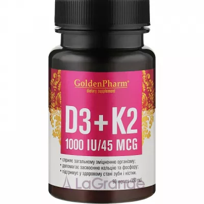 Golden Pharm D3+K2 1000 IU/45 mcg ĳ  