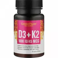 Golden Pharm D3+K2 1000 IU/45 mcg ����������� ������� "�������� D3+K2", 1000 ��/45 ���