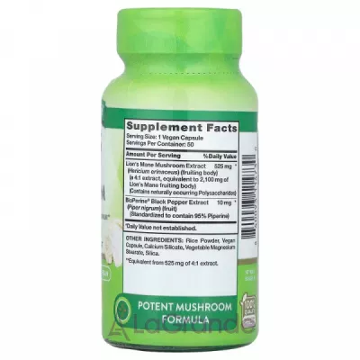 Nature's Truth Lion's Mane Mushroom 2100 mg plus Bioperine   