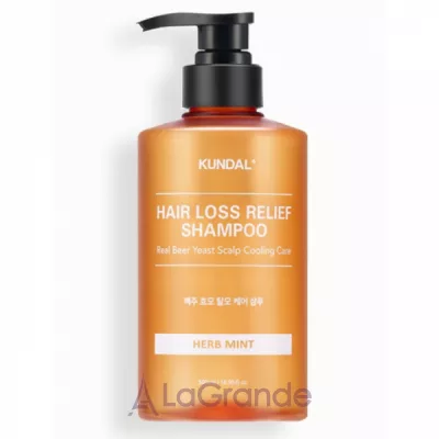 Kundal Beer Yeast Hair Loss Relief Shampoo Herb Mint     
