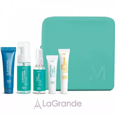 Marie Fresh Cosmetics Travel Set for Oily & Combination Skin        (cr/8ml + clin/f/50ml + toner/50ml + clin/balm/30ml + eye/cr/12ml)