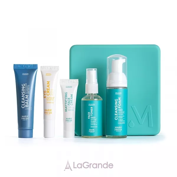 Marie Fresh Cosmetics Travel Set for Oily & Combination Skin �������� ����� ��� ������ � ��������������� ���� (cr/8ml + clin/f/50ml + toner/50ml + clin/balm/30ml + eye/cr/12ml)