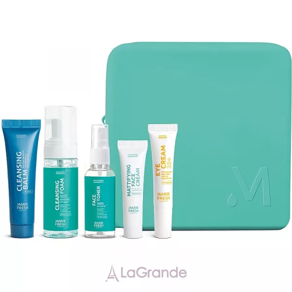 Marie Fresh Cosmetics Travel Set for Oily & Combination Skin �������� ����� ��� ������ � ��������������� ���� (cr/8ml + clin/f/50ml + toner/50ml + clin/balm/30ml + eye/cr/12ml)