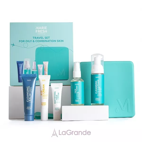 Marie Fresh Cosmetics Travel Set for Oily & Combination Skin �������� ����� ��� ������ � ��������������� ���� (cr/8ml + clin/f/50ml + toner/50ml + clin/balm/30ml + eye/cr/12ml)