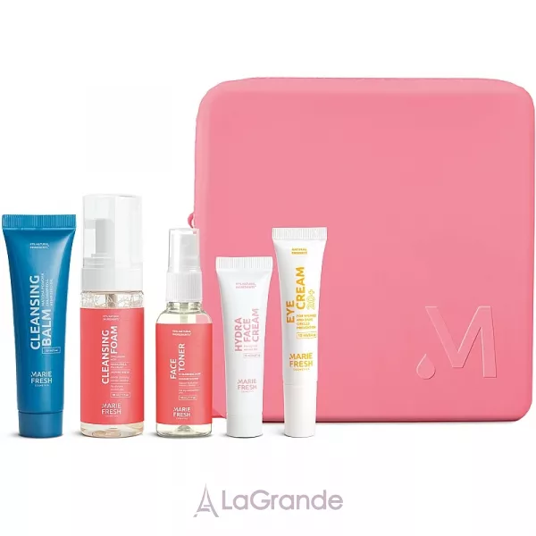 Marie Fresh Cosmetics Travel Set for Dry and Normal Skin �������� ����� ��� ����� � ���������� ���� ���� (clean/balm/30ml + clean/foam/50ml + tonik/50ml + cr/8ml + cr/eye/12ml)