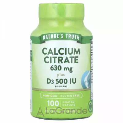 Nature's Truth Calcium Citrate 630 mg Plus D3 500 IU ĳ  