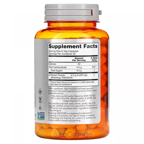 Now Foods Sports D-Ribose 750 mg ����������� ������� 