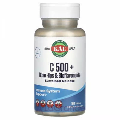 KAL Vitamin C 500 with Rose Hips & Bioflavonoids Sustained Release   