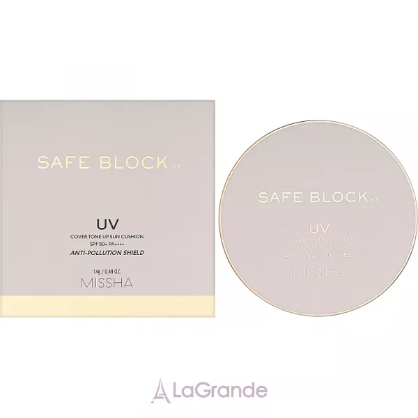 Missha Safe Block RX Cover Tone Up Sun Cushion SPF50+ PA++++ ������������� ����� ��������� SPF50+