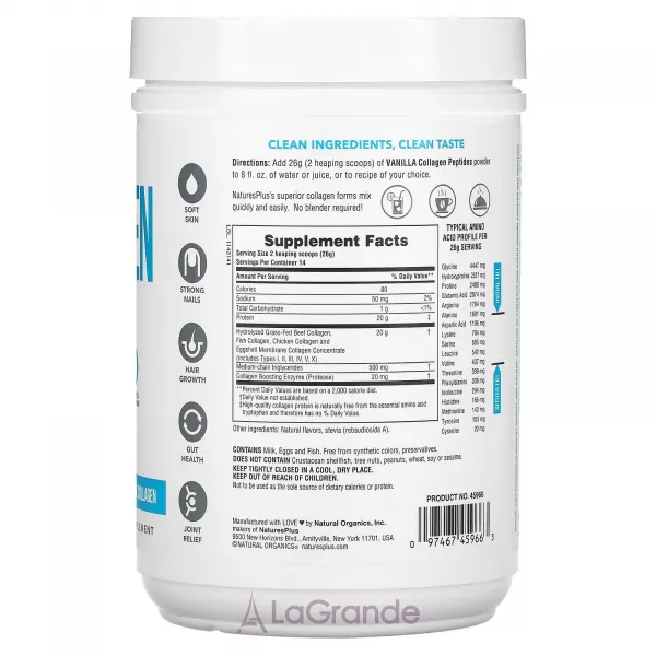 NaturesPlus Collagen Peptides Vanilla ����������� ������� 
