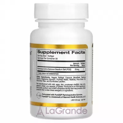 California Gold Nutrition PQQ 20 mg   