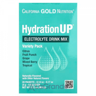 California Gold Nutrition HydrationUP Electrolyte Drink Mix Variety Pack  ,  