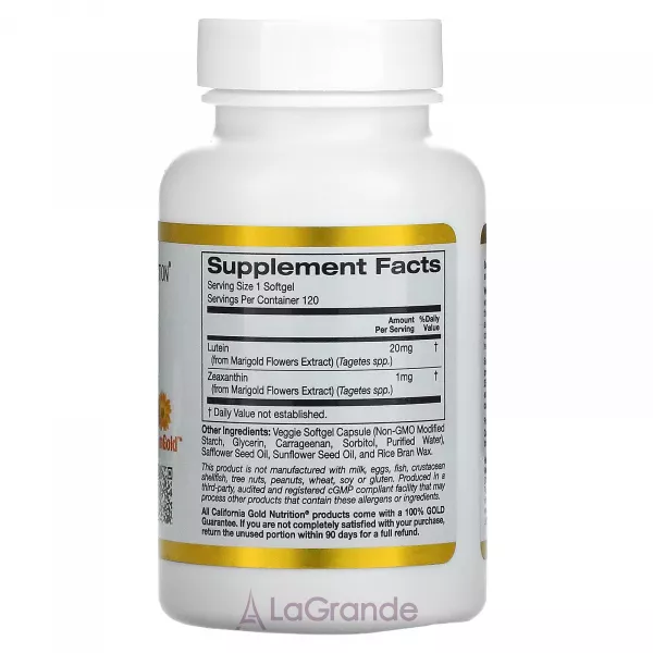 California Gold Nutrition Lutein 20 mg (with Zeaxanthin) ����������� ������� 
