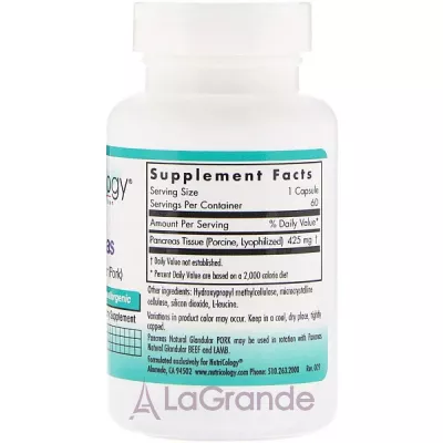 Nutricology Pancreas Natural Glandular (Pork)   