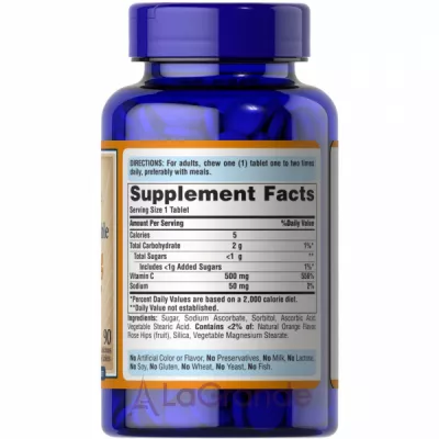 Puritan's Pride Chewable Vitamin C 500 mg with Wild Rose Hips ĳ  