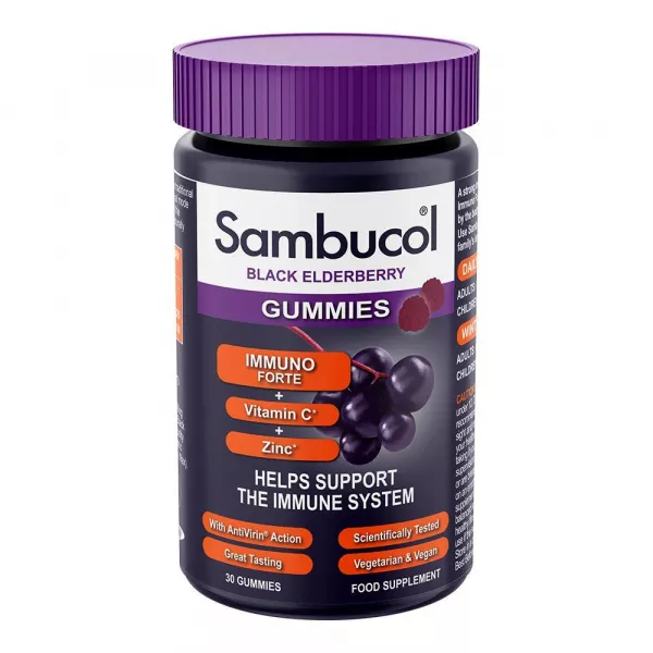 Sambucol Black Elderberry Gummies Immuno Forte + Vitamin C + Zinc ������� ��� ���������� 