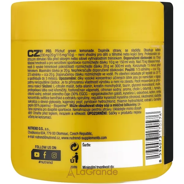 Nutrend N1 Pro Pre-Workout Green Lemonade ����������������� �������� 