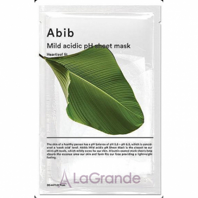 Abib Mild Acidic pH Heartleaf Sheet Mask       ' pH