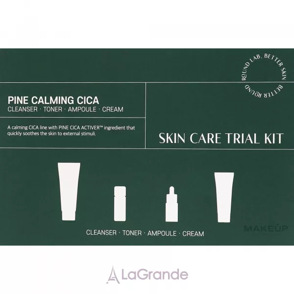 Round Lab Pine Calming Cica Trial Kit (foam/30ml + toner/20ml + serum/10ml + cr/20ml) ����� ������� � ���������� ��� ����� (foam/30ml + toner/20ml + serum/10ml + cr/20ml)
