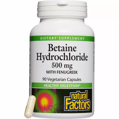 Natural Factors Betaine Hydrochloride 500 mg with Fenugreek ĳ  