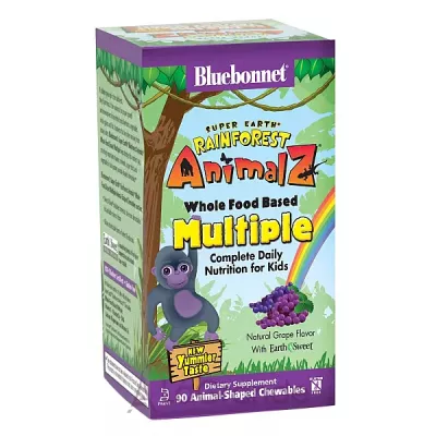 Bluebonnet Nutrition Rainforest Animalz Multiple Grape   ,     