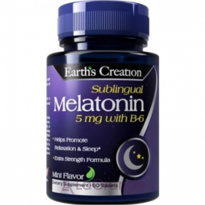 Earth's Creation Melatonin (Sublingual) 5 mg with B-6    5    -6