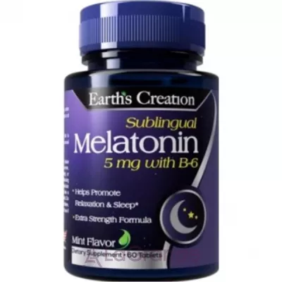 Earth's Creation Melatonin (Sublingual) 5 mg with B-6    5    -6