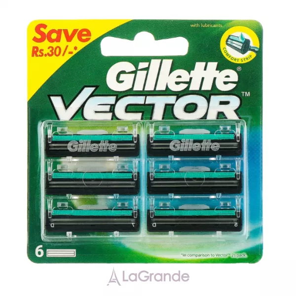 Gillette Vector 6 Replacement Cassettes ����� ������ ��� ������ � ��������� ������, 6 ��.