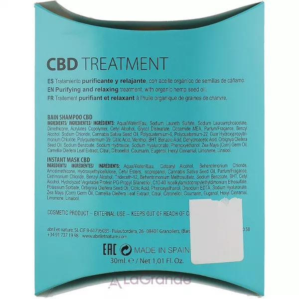 Abril Et Nature CBD Cannabis Oil Elixir ����� ��� ����� (sh/30ml + mask/30ml)
