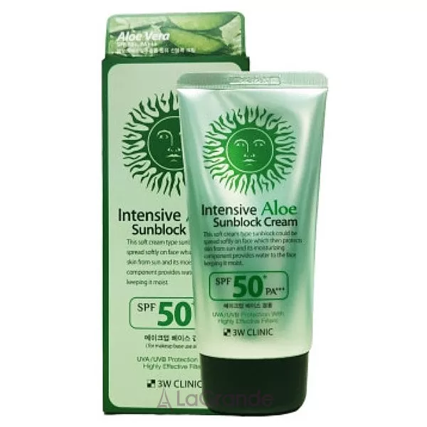 3W Clinic Intensive Aloe Sunblock Cream SPF50+ ����������� �������������� ���� � ����