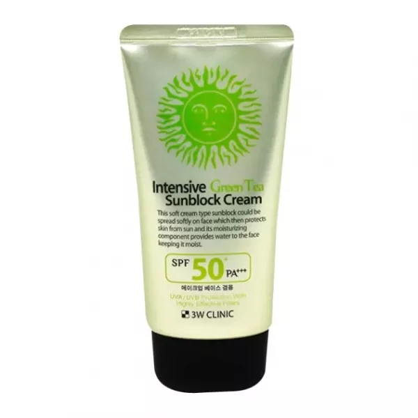 3W Clinic Intensive Green Tea Sunblock Cream SPF50+ ����������� ������������� ���� �� ������� ���