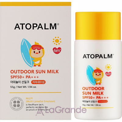 Atopalm Outdoor Sun Milk SPF50+ PA+++     SPF50+