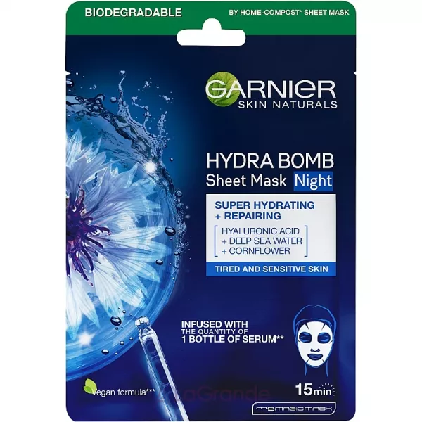 Garnier Skin Naturals Hydra Bomb Sheet Mask Night Super Hydraying + Repairing ������������������ ����� �������� ����� ��� ���� ������� � �������� �����