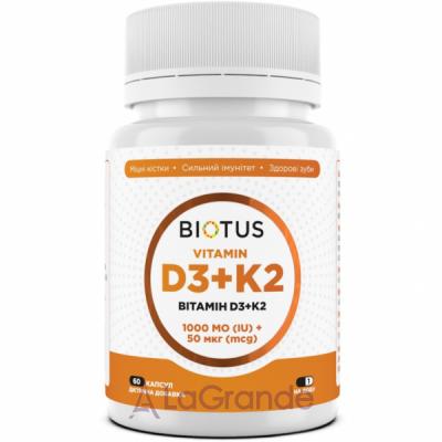 Biotus Vitamin D3+K2 1000 IU/50 mcg ĳ  