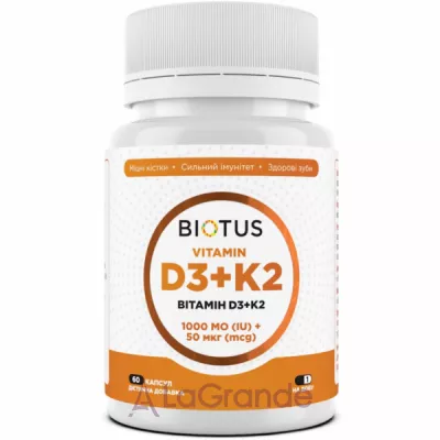 Biotus Vitamin D3+K2 1000 IU/50 mcg ĳ  