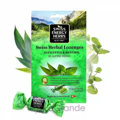 Swiss Energy Herbal Lozenges  Bag 20 herbs  Eucalyptus and Menthol    