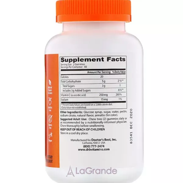 Doctor's Best Vitamin C Gummies ������� �  250 ��  �� ������ ���������