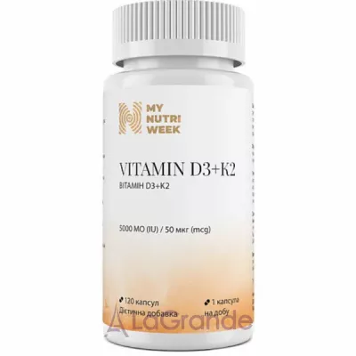 My Nutri Week Vitamin D3+K2 5000 IU/50 mcg  D3+K2 5000 /50 
