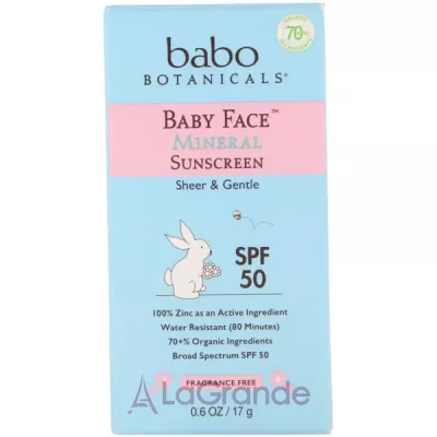 Babo Botanicals Baby Face Mineral Sunscreen SPF50        SPF50