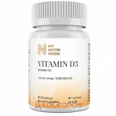 My Nutri Week Vitamin D3 125 mg 5000 IU  D3 125  5000 