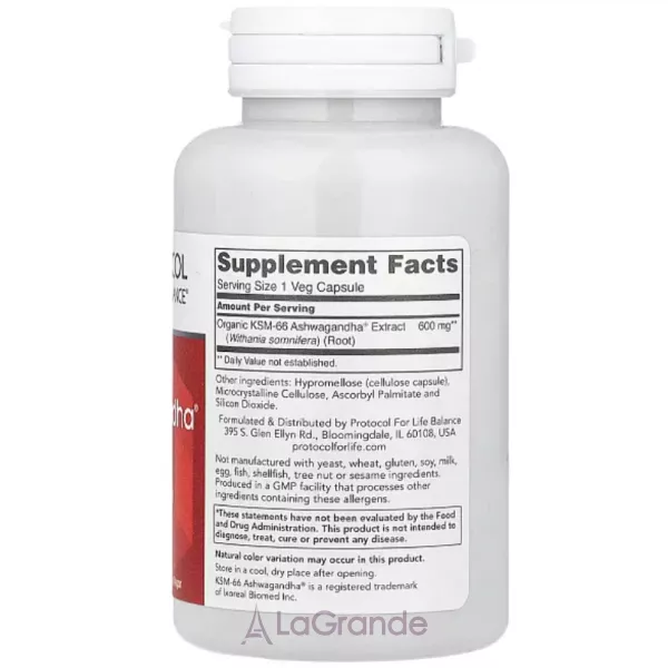Protocol for Life Balance KSM-66 Ashwagandha 600 mg ������� ������� 