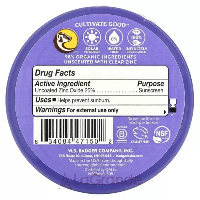 Badger Company Adventure Sport Mineral Sunscreen With Zinc SPF50      SPF50