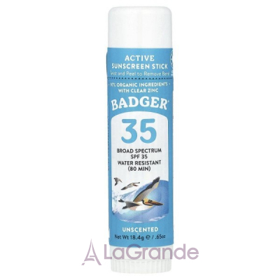 Badger Company Active Sunscreen Stick SPF35       SPF35